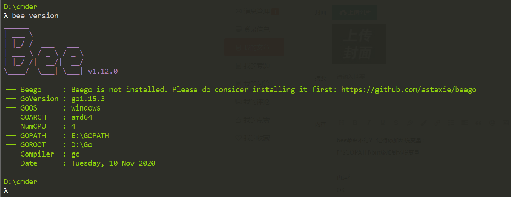 BeeGo安装、bee安装遇到的坑、bee安装失败